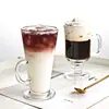 Copo de Vidro para Café Irlandês Criativo Copo Alto para Milkshake Copo Especial para Beber com Alça Copo para Sorvete Transparente Copo para Bebida Quente