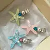 Lindo Pinza para el Cabello de Estrella de Mar con Perlas y Pedrería Transparente de Hielo, Pinza para Flequillo, Pinza Lateral para Fotos de Vacaciones en la Playa