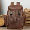 Mochila de Viaje Vintage para Hombre de Cuero Crazy Horse Transfronteriza Mochila Multifuncional de Cuero Genuino Cuero