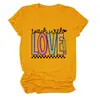 Amazon Ebay Sitio Independiente Moda Camisetas Personalizadas para Mujer con "Enseña con Amor" Cuello Redondo Manga Corta Camiseta Base