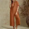 Mono sexy de manga corta para el verano, pantalones de pierna ancha, mono largo casual holgado, agente de reclutamiento para unirse