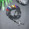 Amazonas Piedra Natural Colgante de Cruz Collar Piedra Ojo de Tigre Cruz Vesícula Biliar de Hierro Rosario para Hombres Collar Venta al por Mayor