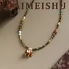 Colar Acessórios Elefante Gotejamento de Óleo Retrô Exquisito Pedra Natural Pérola Shijia Feminino Acessível Luxo Nicho Alto Padrão Corrente Clavícula