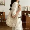 26 Nova Bolsa Feminina de Praia Preguiçosa Tecida Bolsa de Palha Bolsa de Ombro Único Crochê Feito à Mão Bolsa de Axila Bolsa de Ombro Único