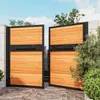 Puerta de Patio de Aleación de Aluminio, Puerta Sólida de Hierro Forjado para Exteriores de Villa, Valla de Patio de Casa Rural, Arco de Jardín con Textura de Madera