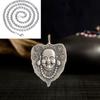 Colgante de plata esterlina de Buda Guanyin Maitreya de plata pura, collar vintage con diseño de nicho de etiqueta con palabra zen