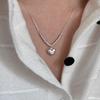 Collar de Perlas de Piedra Lunar con Diseño de Nicho de Corazón Azul Mar para Mujer, Joyería Versátil de Combinación de Circonias sin Color, Cadena para Clavícula