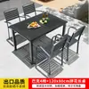 Juego de Mesa y Sillas para Exteriores, Juego de Mesa y Sillas de Plástico Madera Anti-Corrosión para Comedor de Ocio en Patio, Mesa y Sillas de Té al Aire Libre para Jardín de Villa y Balcón