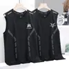 Chaleco Transpirable de Manga Corta de Seda Helada de Marca de Moda para Hombre, Camiseta Delgada Holgada de Talla Grande para Hombre de Verano