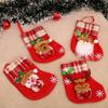 Natal com sino de flanela vermelha Meia de Natal tamanho pequeno Papai Noel Meia de Natal Decorações de Natal