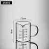 Fábrica en stock taza medidora de vidrio borosilicato horno microondas taza vaso con asa transparente taza para leche