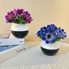 Vaso de Flor Preguiçoso para Mesa de Escritório com 5 Gérberas, Vaso de Flor Artificial de Plástico para Casa, Planta em Vaso Jiboia Orquídea