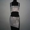 AliExpress Amazon comercio exterior club nocturno espalda abierta cadena metálica de tirantes falda de diamantes LBZ1043
