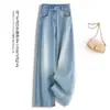 Jeans de Moda Versátiles de Pierna Recta Suelta, Ajustados, Cortos, con Gradiente de Pedrería, Cintura Alta, Novedad Otoño 2026