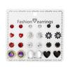 Ventas Directas de Fábrica Nuevo 12 pares Rojo Blanco Negro amor flor pedrería combinación tarjeta aretes de botón traje