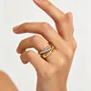 Anillos Cruzados de Acero Titanio con Bloques de Color, Joyería que No se Desvanece, Anillos de Lujo Ligero de Gama Alta, Anillos de Acero Inoxidable Accesorios Europeos y Americanos