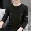 Envío RápidoCamiseta de Manga Larga para Hombre, Ropa Interior de Otoño para Hombre, Camiseta Básica Elástica Holgada, Camiseta Estampada para Hombre