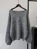 Top de punto suelto de alta gama, suave y ceroso, nuevo para Otoño e Invierno 2025, cuello en V, estilo perezoso, jersey interior de punto para mujer