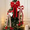 Decoraciones navideñas transfronterizas, adornos de lazo de piernas largas, colgantes de lazo de lentejuelas rojas, decoraciones de chimenea para fiestas