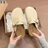 Mocasines de mujer estilo Birkenstock, sin talón, suela gruesa, de piel genuina, slip-on casuales para el uso diario