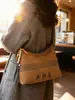 Bolsa de Veludo Texturizada Retrô Outono/Inverno 2026 Grande Capacidade Simples Casual Bolsa Tote com Letra Bordada Tendência