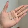 Pingente Trapezoidal de Prata de Lei S925 Cravejado com Diamantes Brancos com Design Linear, Colar Feminino de Moda de Nicho Joia de Prata