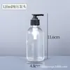 Botellas Boston transparentes en stock, varios tamaños, botellas de vidrio vacías con gotero y bomba para dispensar desinfectante de manos, loción y cosméticos