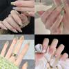 Use unha on-line celebridade ins manicure unha falsa patch cor mudando pêssego diamante decoração ponto diamante destacável dança noiva manicure