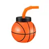Fabricante Personalizado Desenho Animado Crianças Copo de Palha Festa de Basquete Copo para Bebida de Suco Criativo Esférico Plástico Copo de Chá de Leite