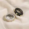 Anillo Ancho de Plata S925 Italiana Chapado en Oro Incrustado de Diamantes para Mujer, Estilo Chino Retro, Lujo Ligero, Anillo de Diseño de Nicho de Gama Alta