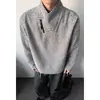 Sudadera retro americana a rayas con cuello en V cruzado para hombre, primavera y otoño, con cremallera diagonal, manga larga, adecuada como prenda interior o capa base para parejas