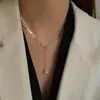 Collar de oreja de trigo y perla para mujer, cadena para clavícula, cadena para suéter en forma de Y de lujo ligero, plata de ley, regalo de San Valentín para novia
