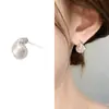 Pendientes Dulces y Elegantes al por Mayor Pendientes de Perlas Chapados en Cobre Oro Real Pendientes Pequeños Simples Exquisitos de Aguja de Plata para Niñas
