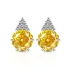 Pendientes de Corte Rosa Más Vendidos en Tiktok y Xiaohongshu Moda Simple Deslumbrantes Pendientes de Diamante de Alto Carbono Joyería Transmisión en Vivo Venta al por Mayor de una Pieza