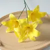 Lirios blancos artificiales, flores grandes y realistas para boda y decoración del hogar, adornos para sala de estar y mesa de comedor, flores artificiales con película 3D