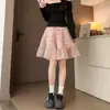 Falda Larga de Lunares Rosas H1415 para Mujer, Nuevo Estilo Otoño 2026, Estilo Dulce y Suave, Dobladillo Amplio, Falda de Malla Esponjosa