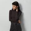 Tangge Otoño e Invierno Cachemira Rayas Verticales Forro Polar Cálido Cuello Alto Camiseta Base Ropa Interior para Mujer Cuello de Pelo Camiseta Base Alta Elasticidad