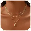 Collar Europeo y Americano de Lujo Ligero de Tres Capas Geométrico Apilable Dorado Simple Versátil Cadena para Clavícula de Mujer Joyería de Moda de Nicho