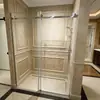 Box de Banho com Porta de Correr Retilínea Extremamente Estreita Vidro Espelhado Vidro de Separação Seca e Úmida Hotel Divisória Painel de Tela de Chuveiro Banheiro Personalização
