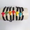 Pulsera Cruz Color Sencillo Turquesa Transfronteriza Nudo Plano Tejida a Mano Pulsera Negra Pulsera de Bautizo