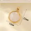 Colgante Redondo Incrustado con Concha Blanca con Cierre de Semilla de Melón, Chapado en Cobre con Oro de 18 Quilates, Cierre de Collar de Perlas Conservador de Color, Accesorios de Joyería DIY de Alta Gama