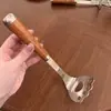Conjunto de Utensílios de Cozinha em Aço Inoxidável 304 com Cabo de Jacarandá: Colher de Arroz, Descascador, Espátula para Peixe, Abridor de Ostras, Amassador