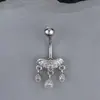 Piercing de Umbigo Europeu e Americano Transfronteiriço em Aço Inoxidável com Zircônia Inlaid Coração de Pêssego com Laço Anel de Umbigo com Rosca Externa