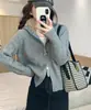 Cardigan de Tricô Cinza com Zíper e Capuz Estilo Pure Desire para Mulheres, Novo Top de Outono, Jaqueta Suéter Feminina de Nicho
