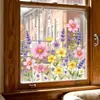 Brup Adesivo Estático Floral Fresco de Vidro Pintura em Aquarela Flor Gesang Lavanda Adesivo Decorativo para Janela Br-Jd2139C