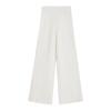 Calça de malha de lã branca emagrecedora macia de pernas largas