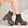Botas de plataforma de moda para mujer, botas de moda casual para el otoño de 2026, nuevos estilos de tacón alto para mujeres petite, botines de suela gruesa