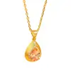 Collar Pu Zuojiu Color Arena Dorada Incrustado con Circonita Cepillada Forma de Gota de Agua Nuevo Estilo Chino Temperamento Cadena para Clavícula Versátil para Mujer