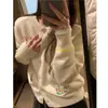 Estilo Coreano 2025 Otoño e Invierno Nuevo Deportivo Bordado Manga Larga Cuello Redondo Reductor de Edad Cardigan de Punto Estilo Perezoso Suéter para Mujer