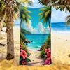 Toalha de praia mais vendida da TEMU, com estampa de pôr do sol, fibra ultrafina, absorvente, design de coqueiro, toalha de banho para férias